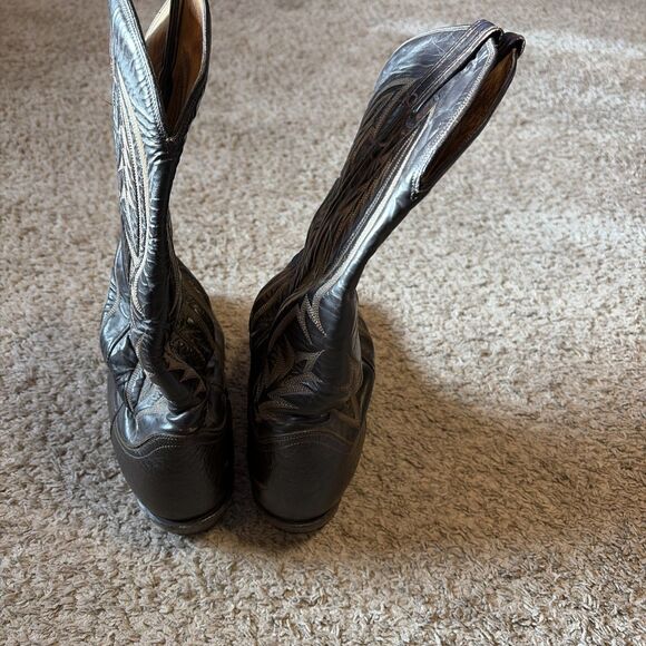 Vintage Tony Lama Black Label Men’s 9.5 D Brown Western Cowboy Boots main image 10
